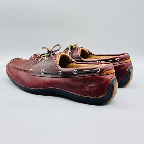Timberland Shoes Mens 13 Brown Leather Boat Deck Moc Toe Lace Up Casual Comfort - Picture 5 of 11
